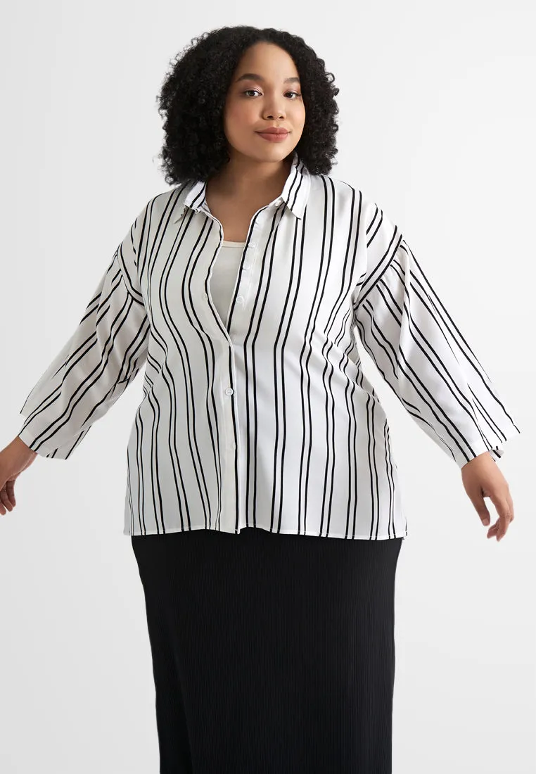 Alison Flowy 3/4 Sleeves Stripes Shirt