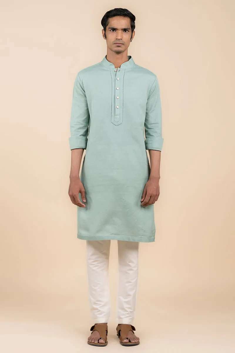 Aqua Kurta With Jaali Detailing