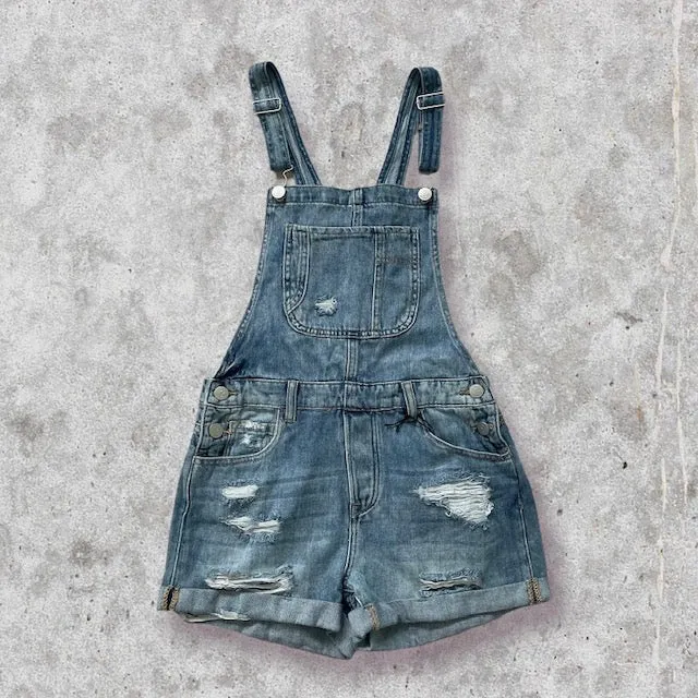 Bella Medium Wash Distressed Denim Overalls