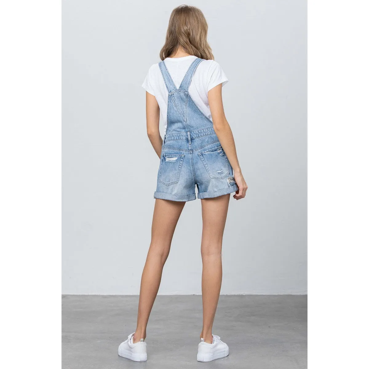 Bella Medium Wash Distressed Denim Overalls