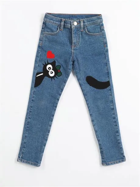 black cat kiz çocuk denim pantolon