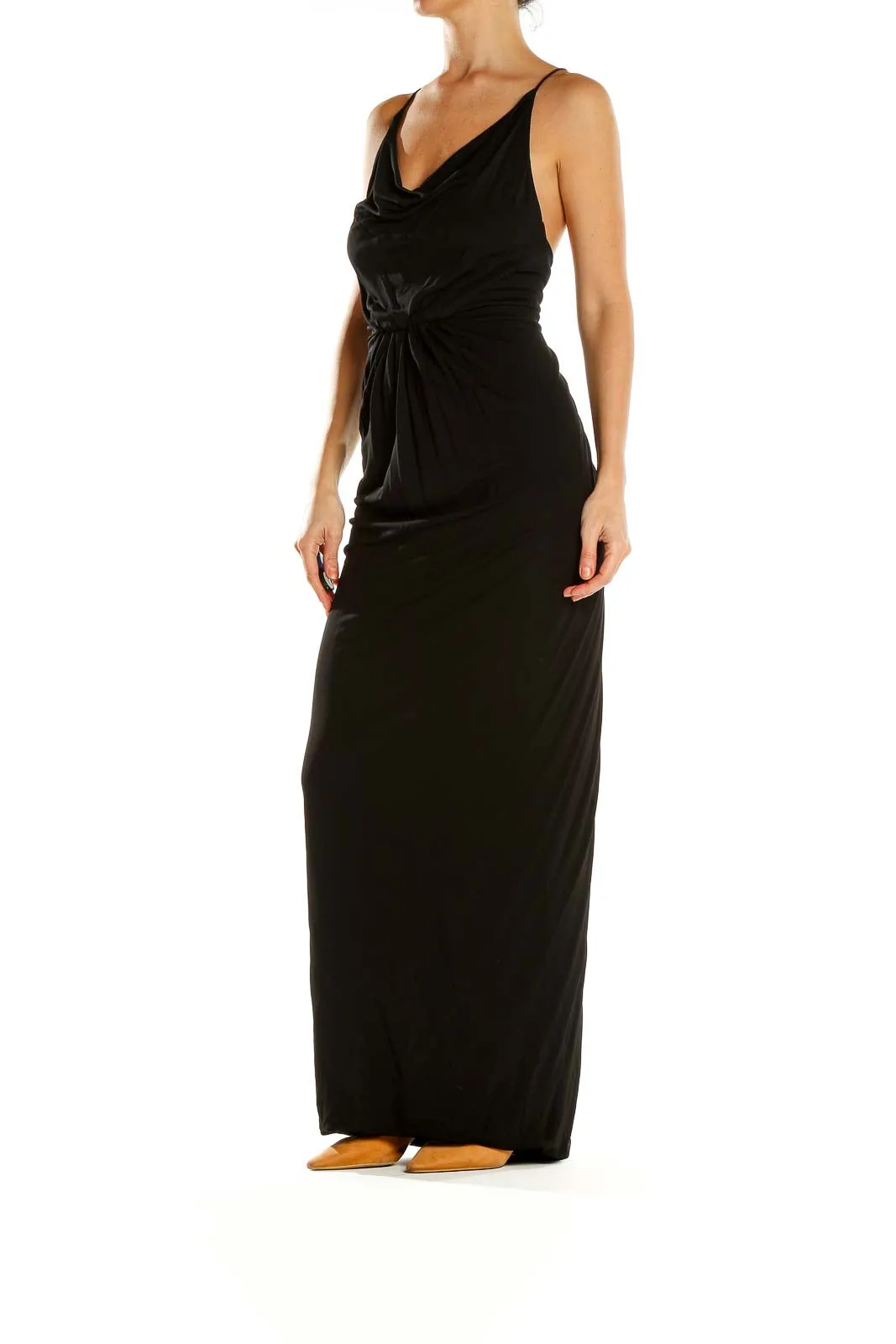 Black Elegant Cowl Neck Maxi Dress