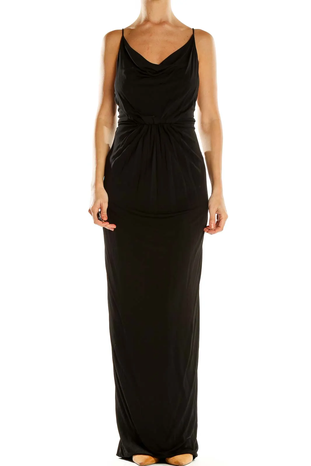 Black Elegant Cowl Neck Maxi Dress