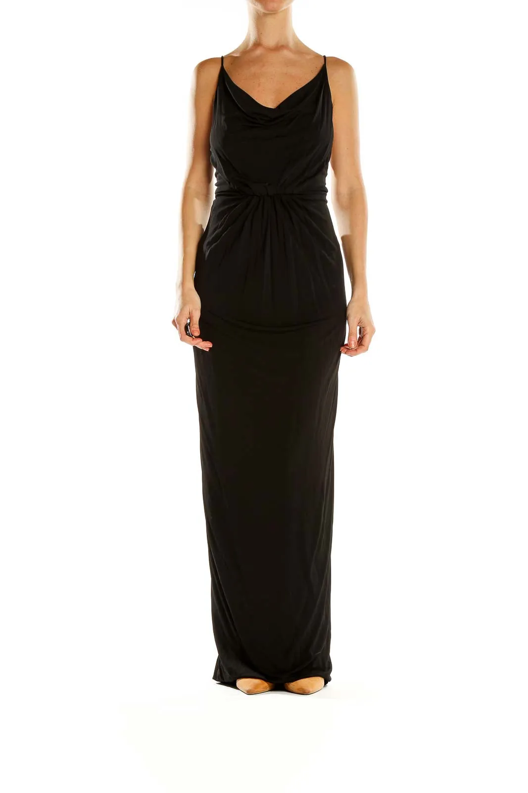 Black Elegant Cowl Neck Maxi Dress