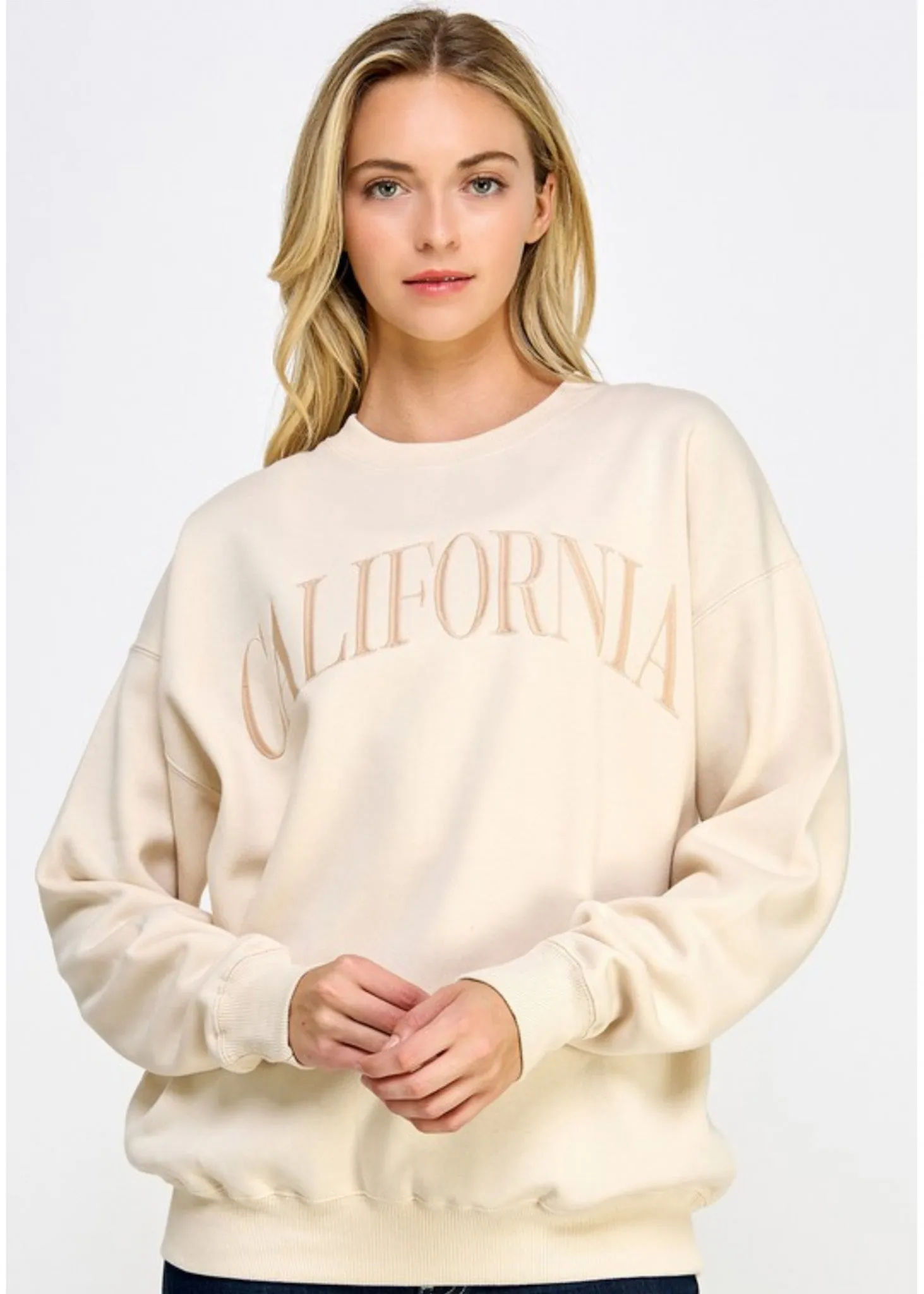 California, Womens Collegiate Style Sweatshirts, Cream