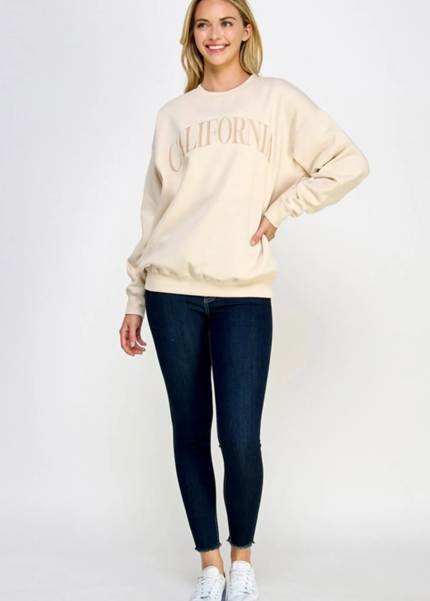 California, Womens Collegiate Style Sweatshirts, Cream