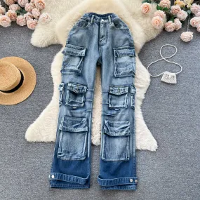 Chic Gradient Blue Jeans with Pockets