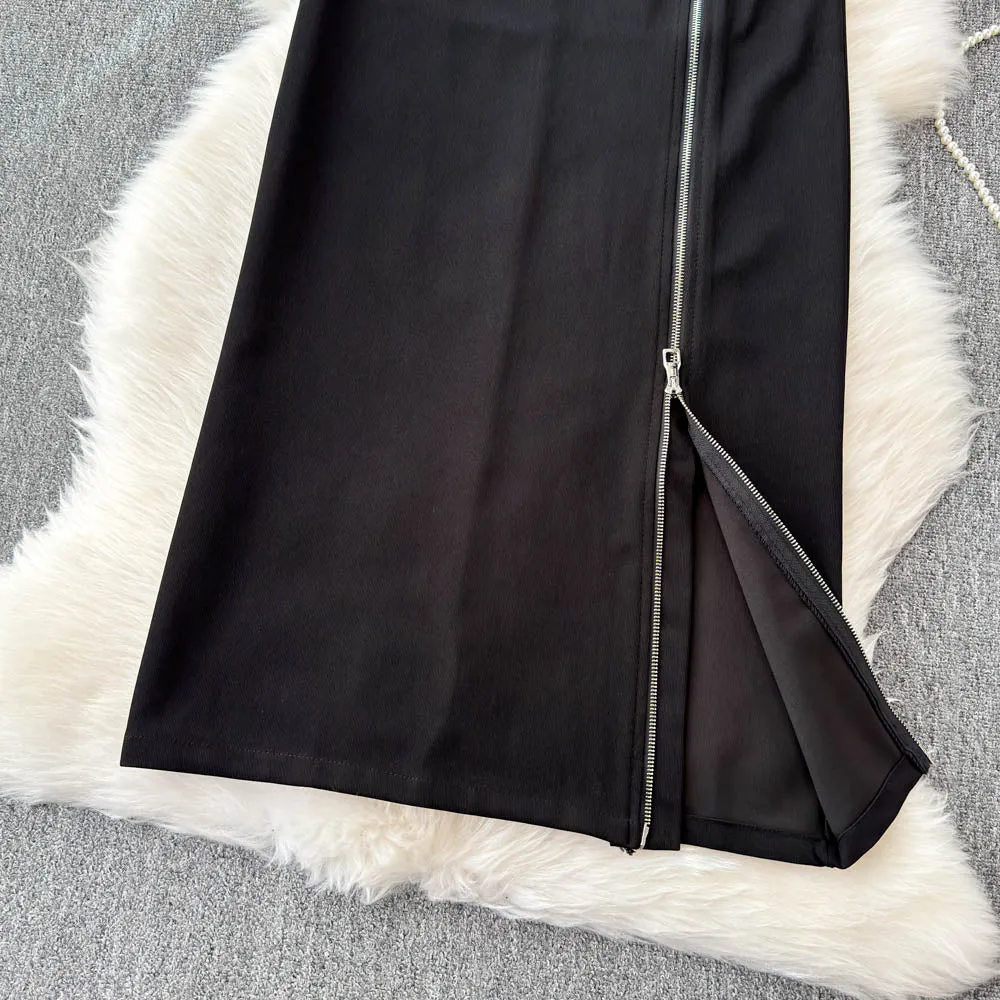 Chic Zipped Split Half-body Skirt