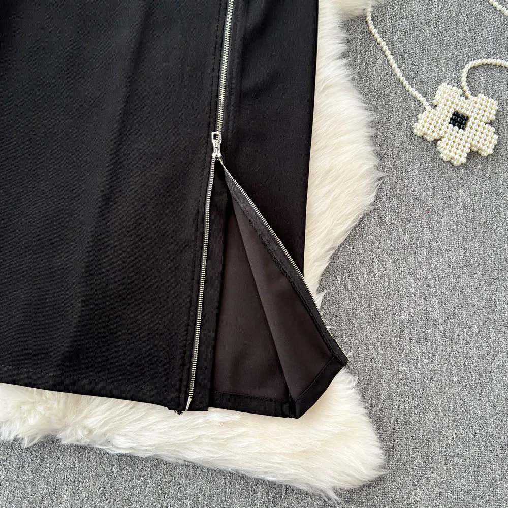 Chic Zipped Split Half-body Skirt