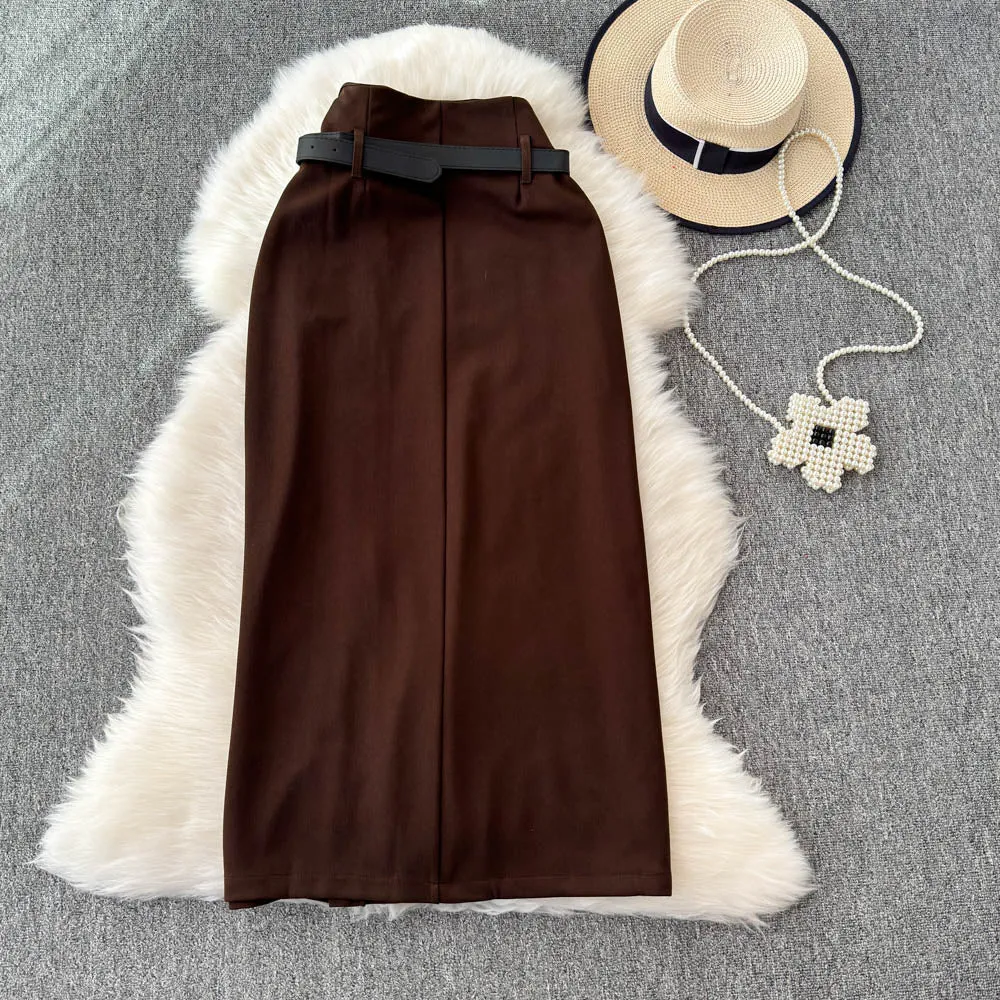 Chic Zipped Split Half-body Skirt