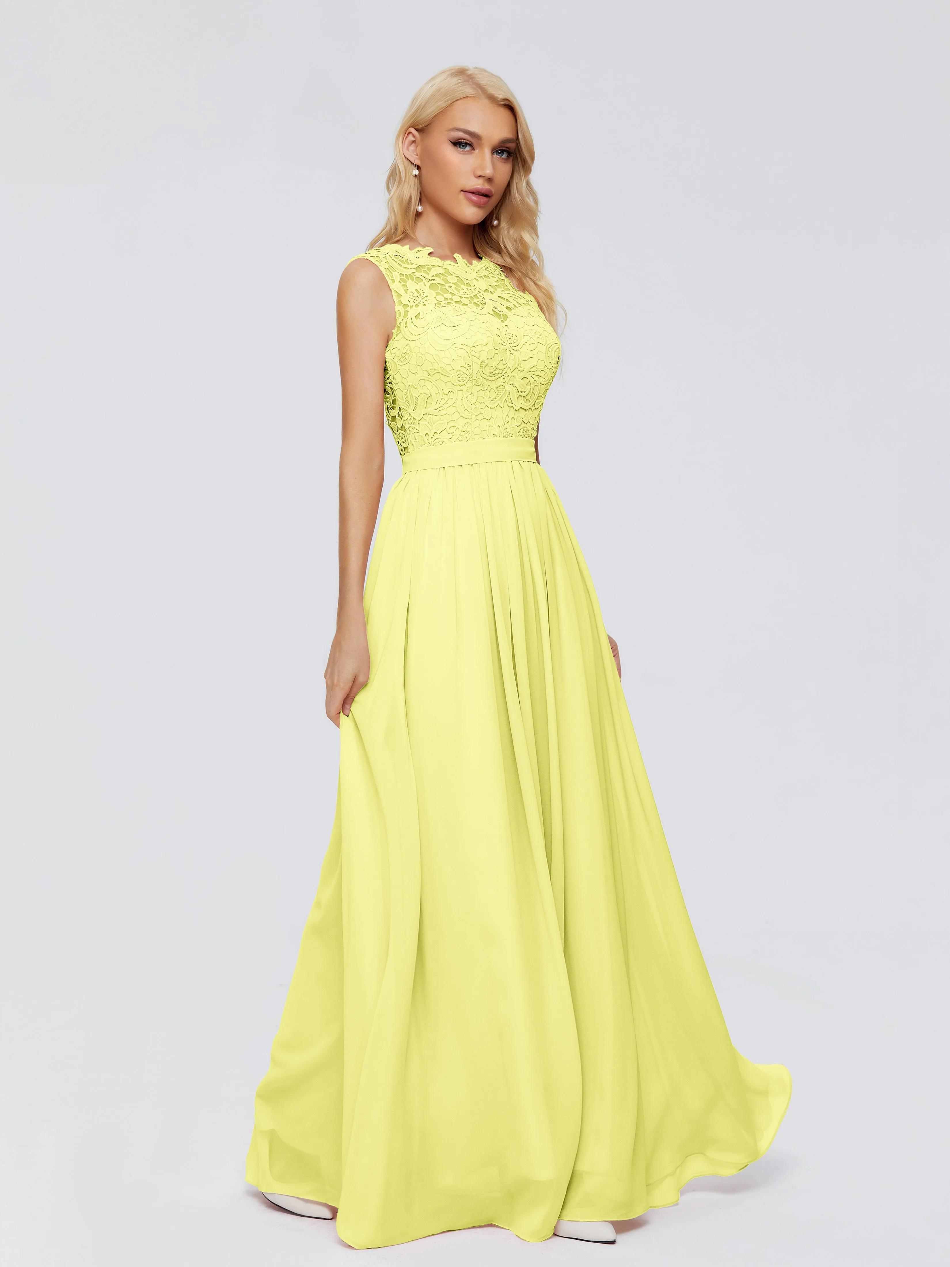 Daffodil Bridesmaid Dresses Melody Elegant Bateau Chiffon Bridesmaid Dresses