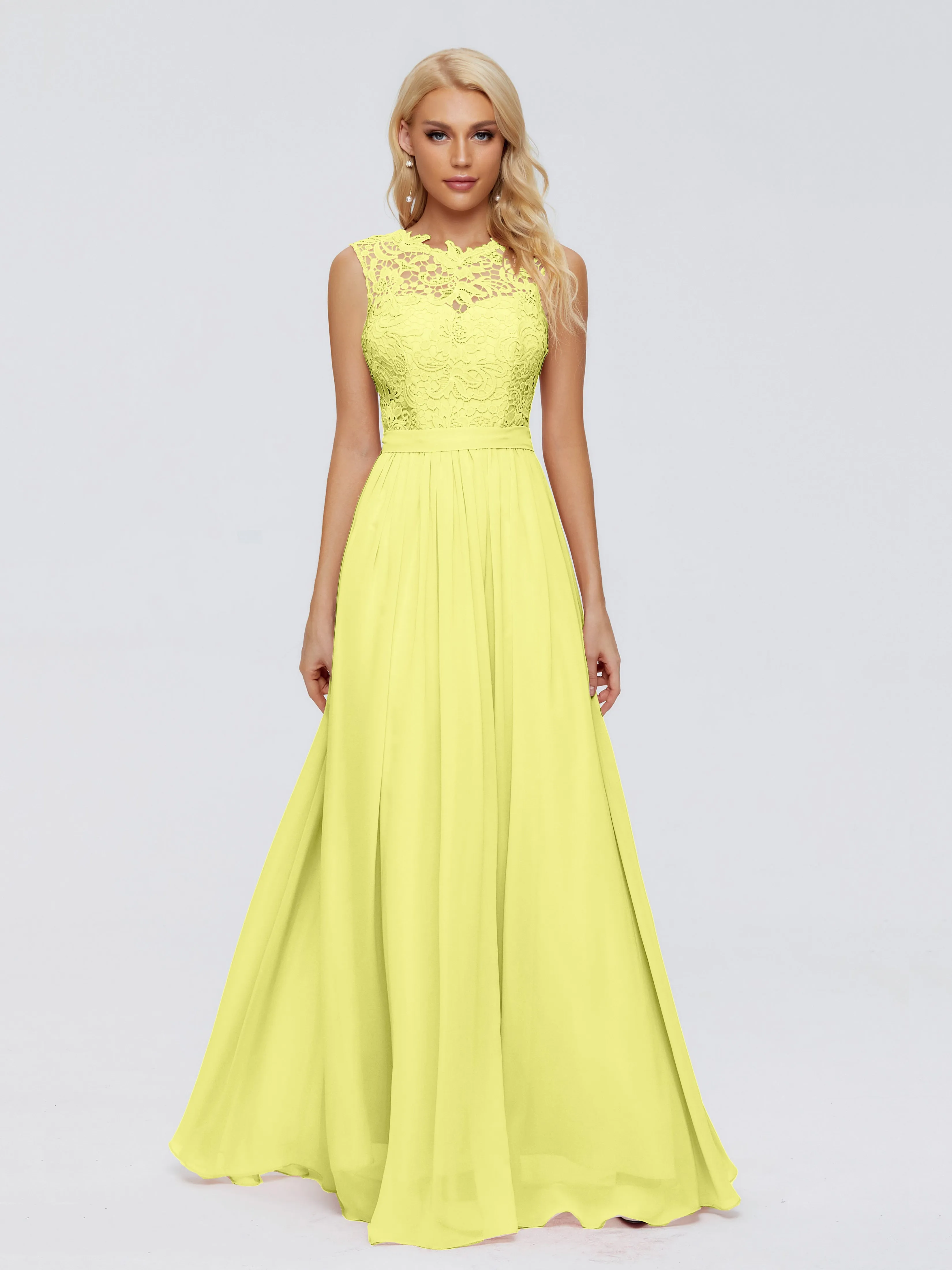 Daffodil Bridesmaid Dresses Melody Elegant Bateau Chiffon Bridesmaid Dresses