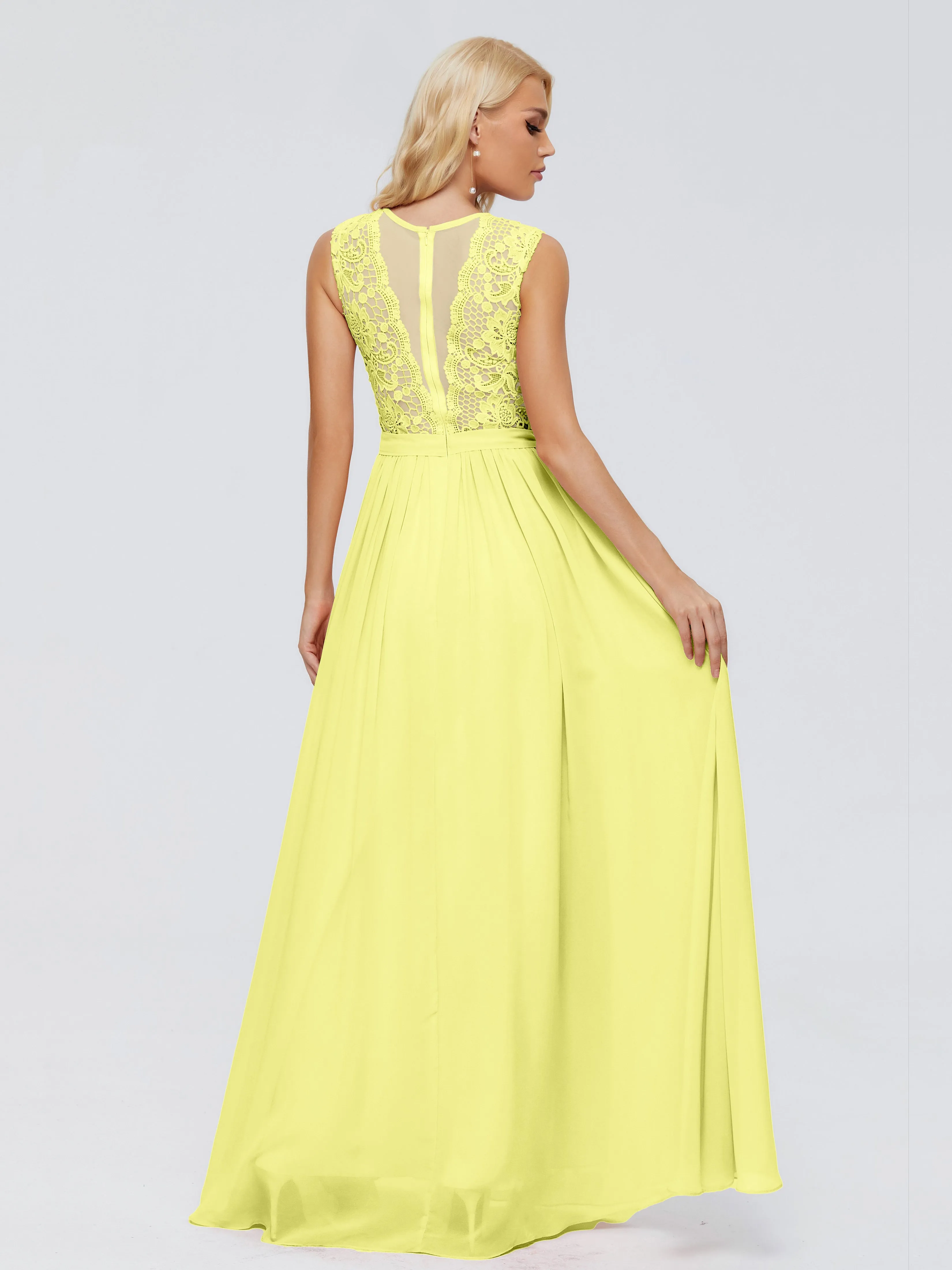 Daffodil Bridesmaid Dresses Melody Elegant Bateau Chiffon Bridesmaid Dresses