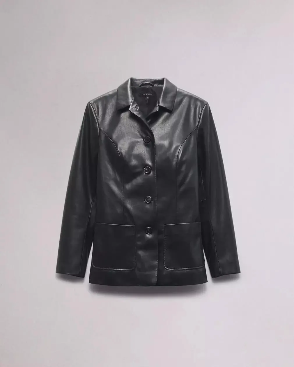 Drew Faux Leather Blazer in black