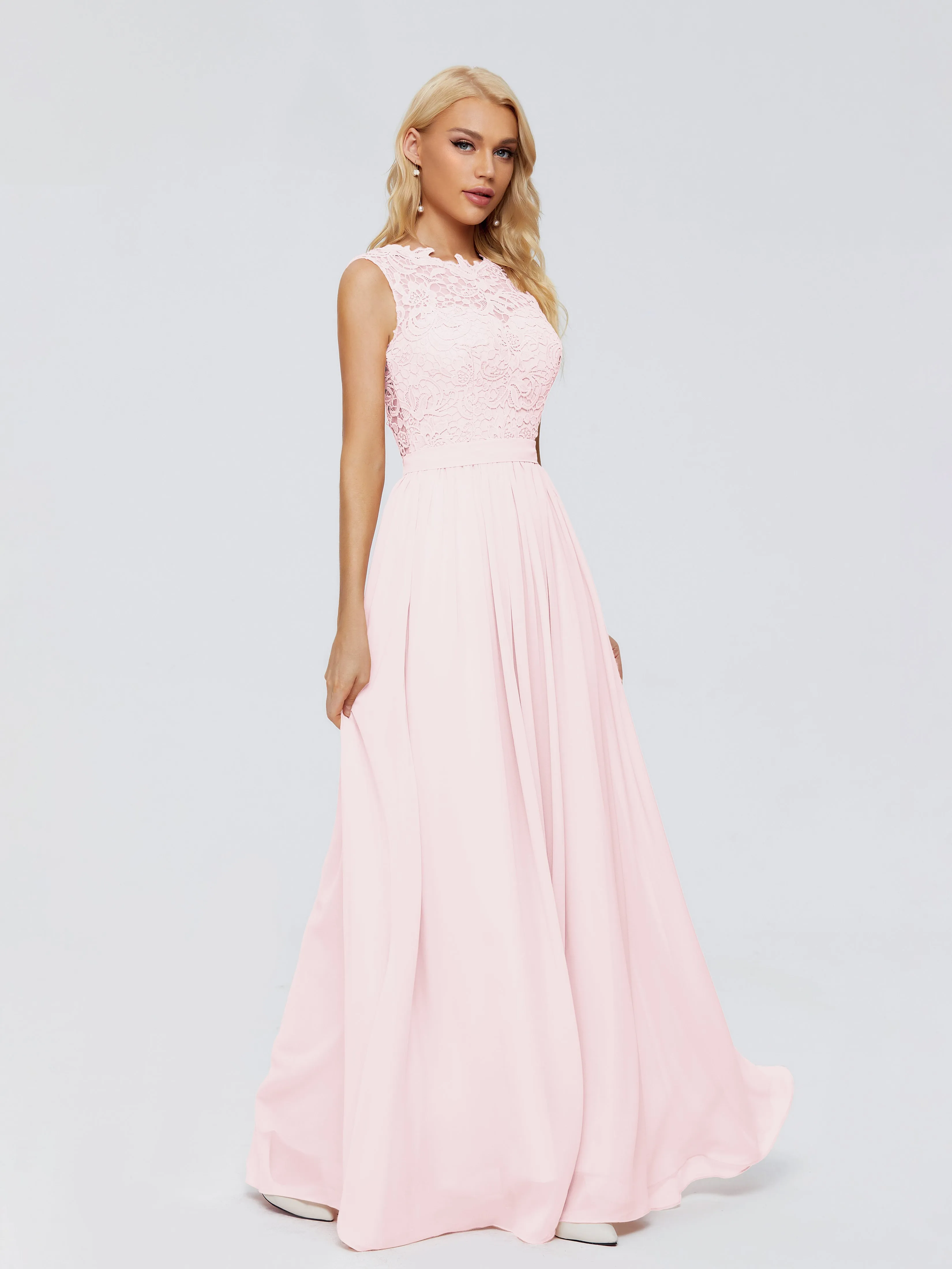 Elegant Blush Pink Bridesmaid Dresses Melody Elegant Bateau Chiffon Bridesmaid Dresses