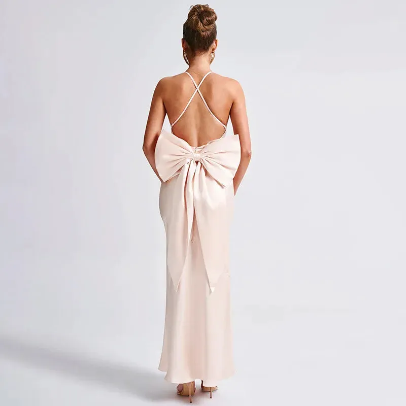 Elegant Evening Bow-Back Gown