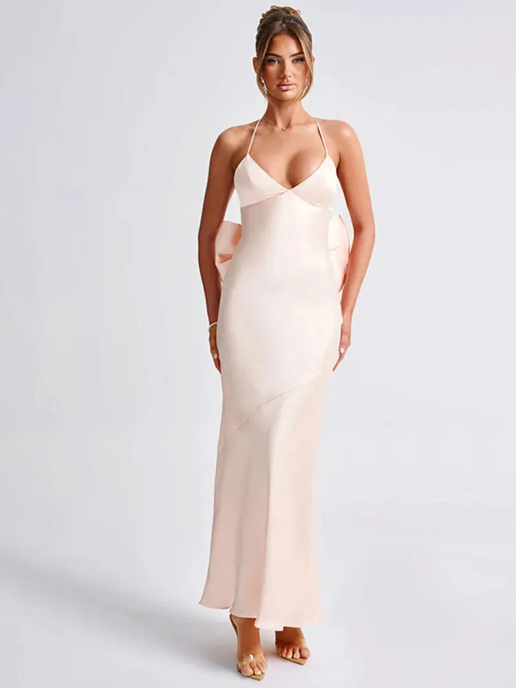 Elegant Evening Bow-Back Gown