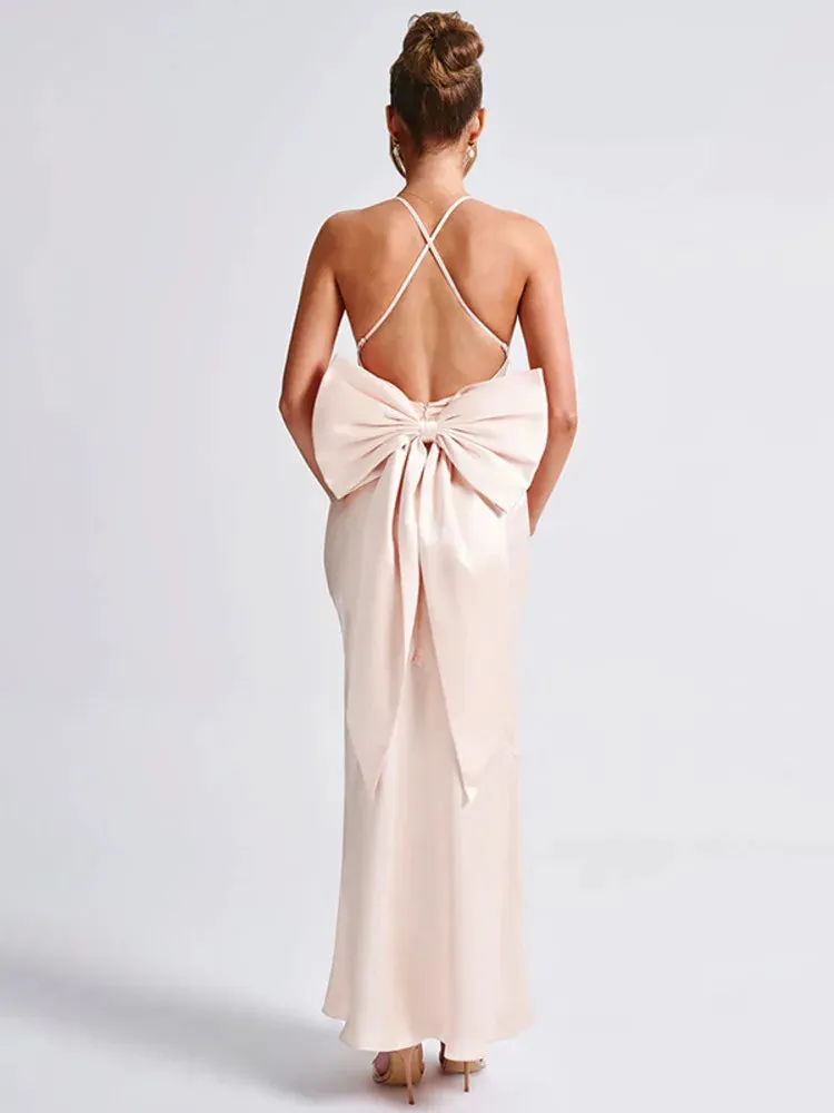 Elegant Evening Bow-Back Gown