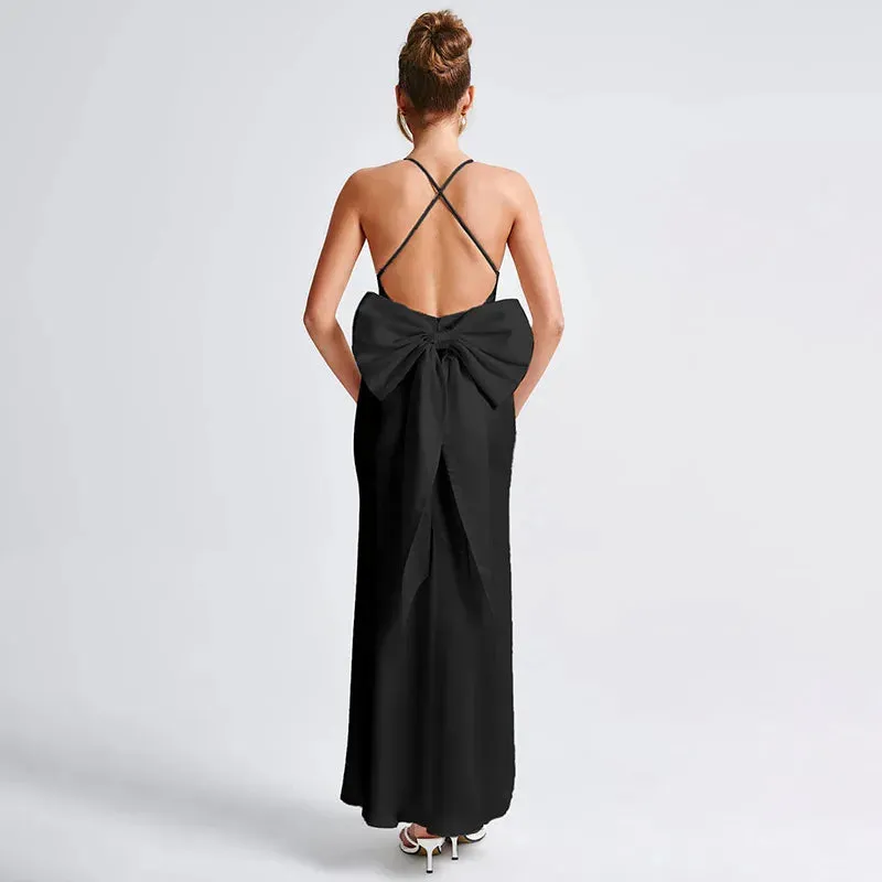 Elegant Evening Bow-Back Gown