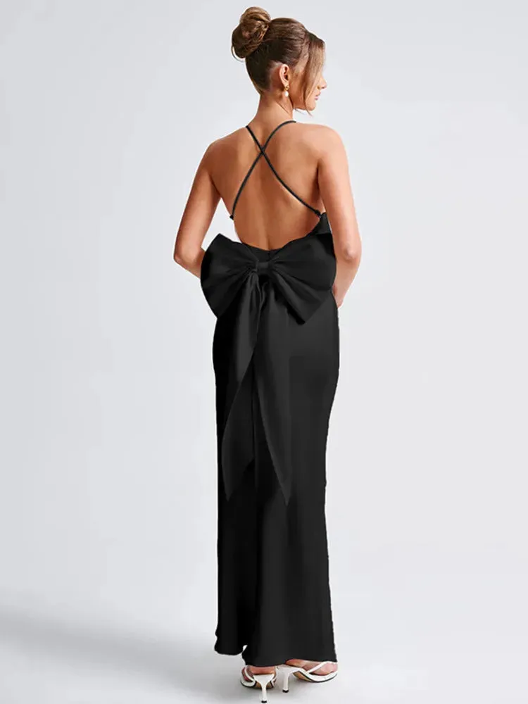 Elegant Evening Bow-Back Gown