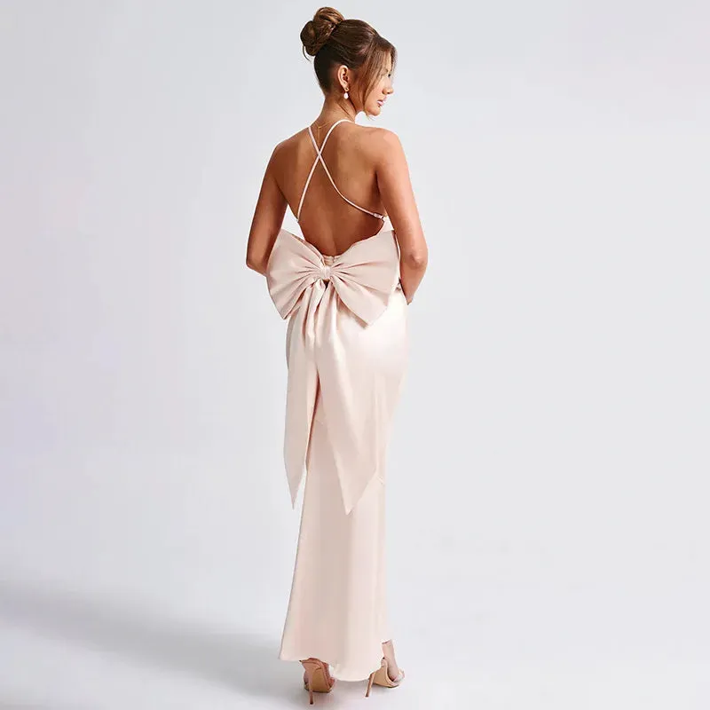 Elegant Evening Bow-Back Gown