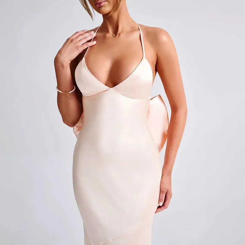 Elegant Evening Bow-Back Gown