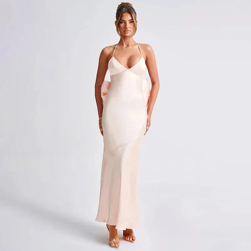 Elegant Evening Bow-Back Gown