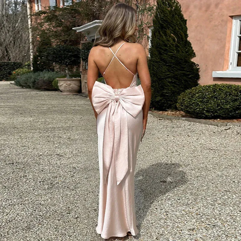 Elegant Evening Bow-Back Gown