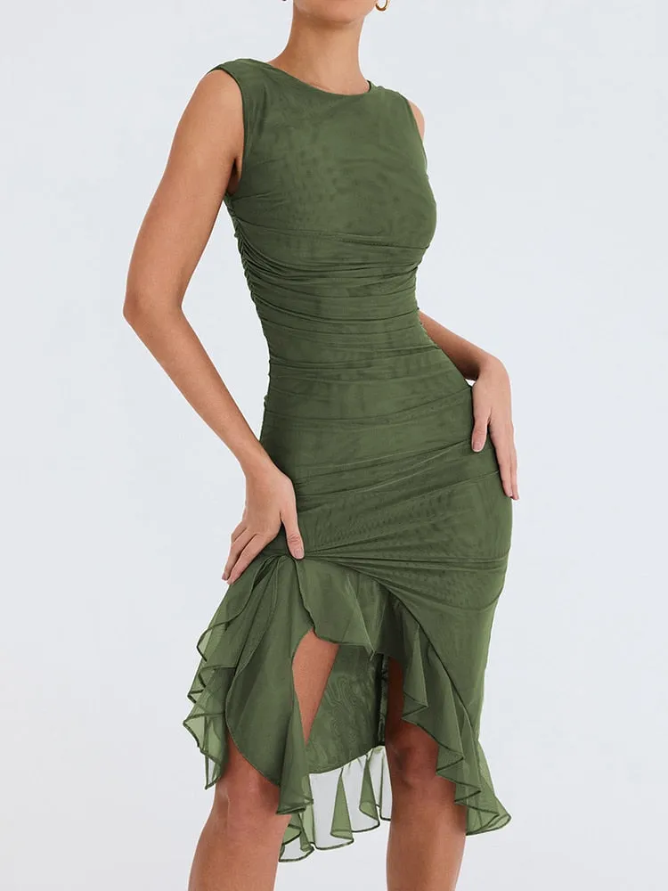 Elegant Ruffle Midi Dress