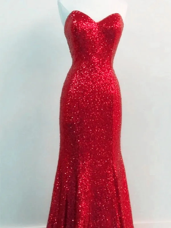 Elegant Sequins Sweetheart Mermaid Prom Dress, WGP250