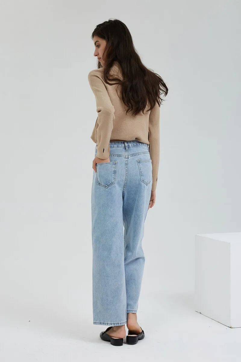 FashionSierra - Stylish Wide Leg Denim Pants