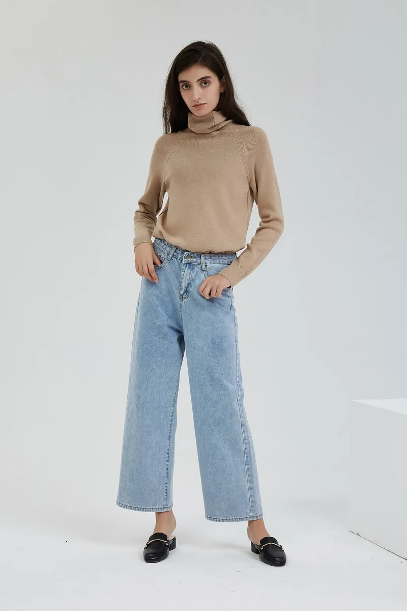 FashionSierra - Stylish Wide Leg Denim Pants