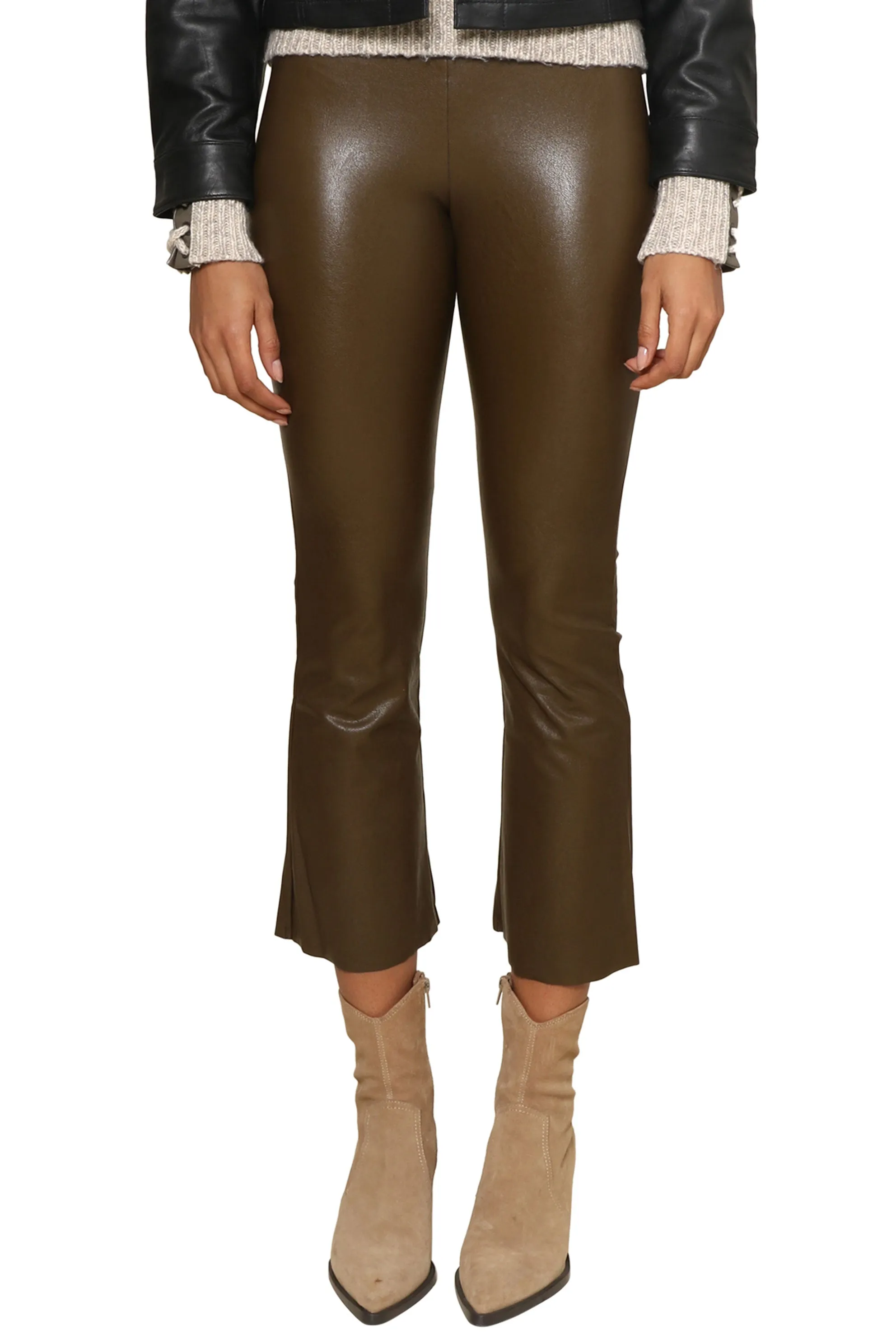 Faux Leather Cropped Flare