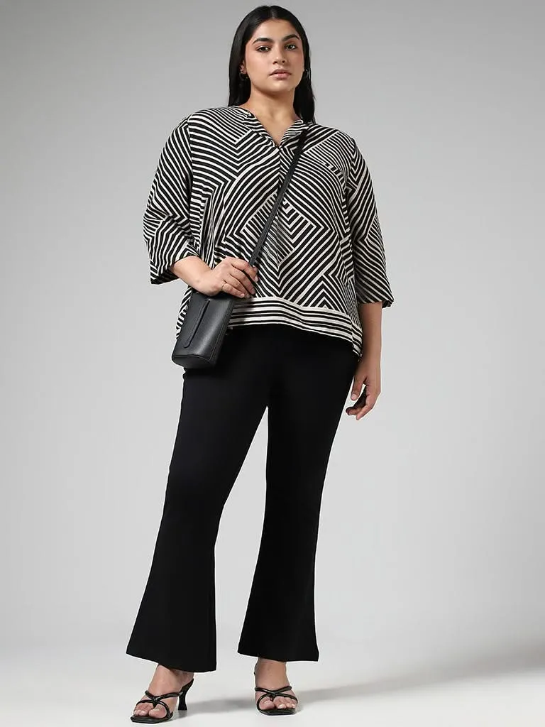 Gia Geometric Striped Black Top