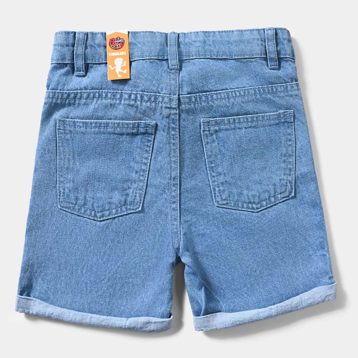 Girls Denim rigid Short Hearts-Ice Blue