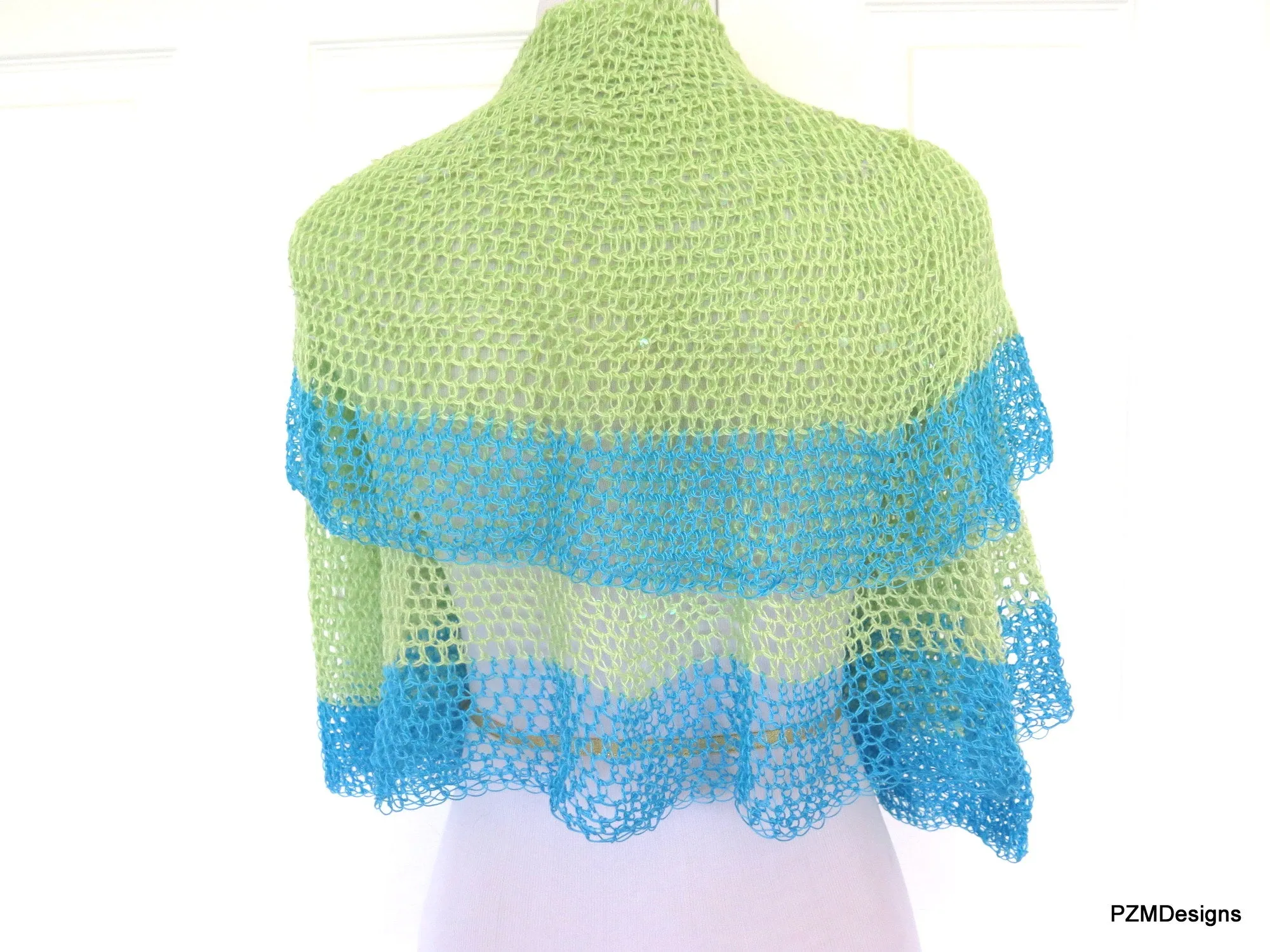 Green and Turquoise Thread Crochet Summer Shrug with Sequins