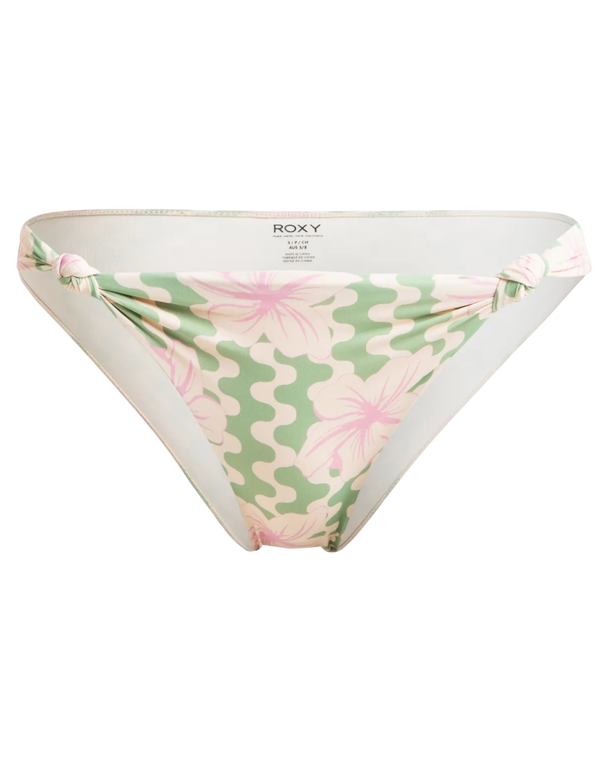 Hibiscus Daze Hipster Bikini Bottoms in Basil Party Waves