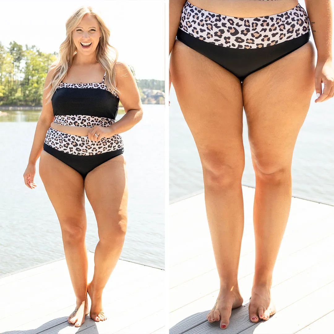 Hidden Islands Swim Bottoms, Black-Leopard