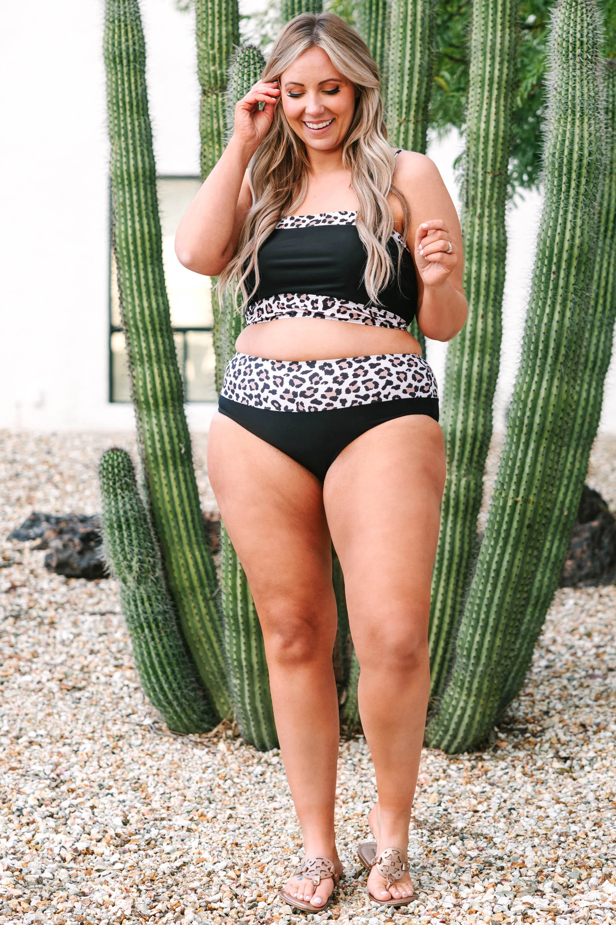 Hidden Islands Swim Bottoms, Black-Leopard