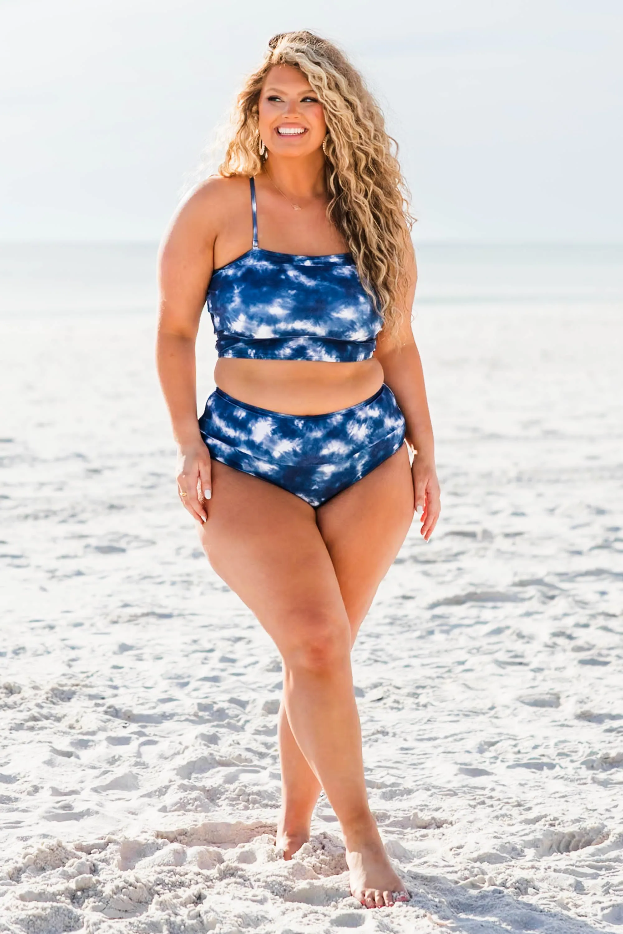 Hidden Islands Swim Top, Tie Dye-Blue