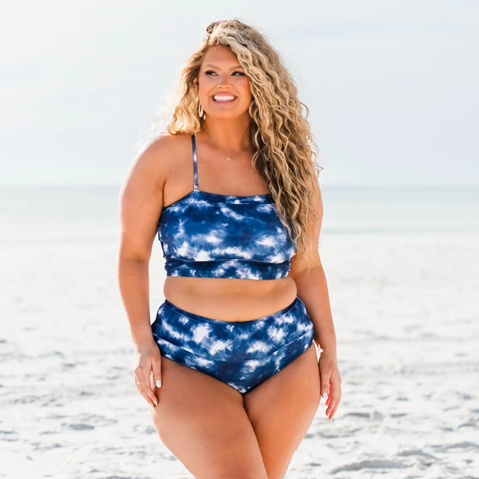 Hidden Islands Swim Top, Tie Dye-Blue