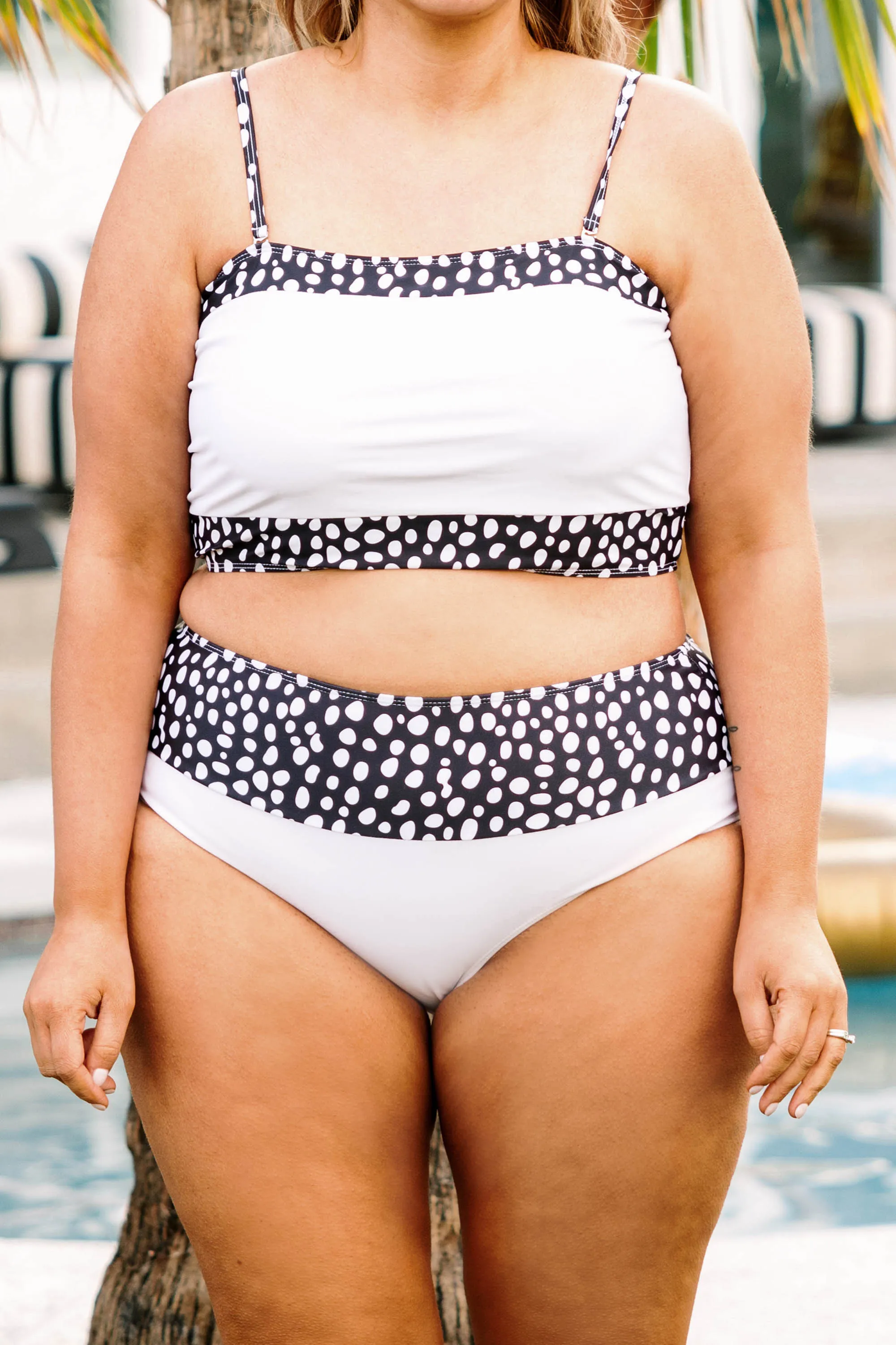 Hidden Islands Swim Top, White/Dalmatian