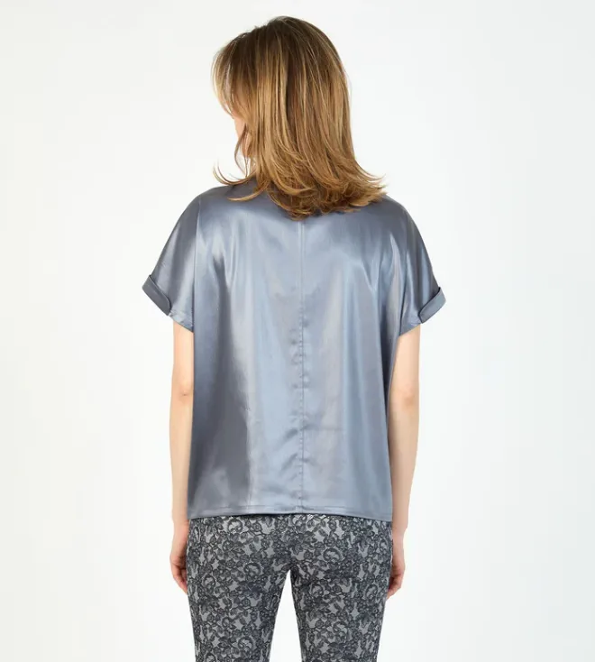 Hilton Hollis Textured Satin Top Slate