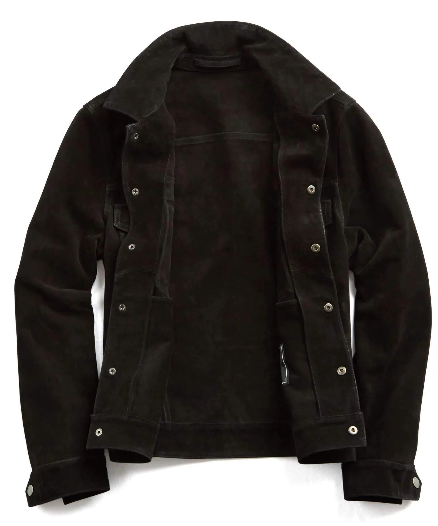 Italian Suede Snap Dylan Jacket in Black