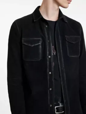 John Varvatos Izzy Leather Shirt - Black