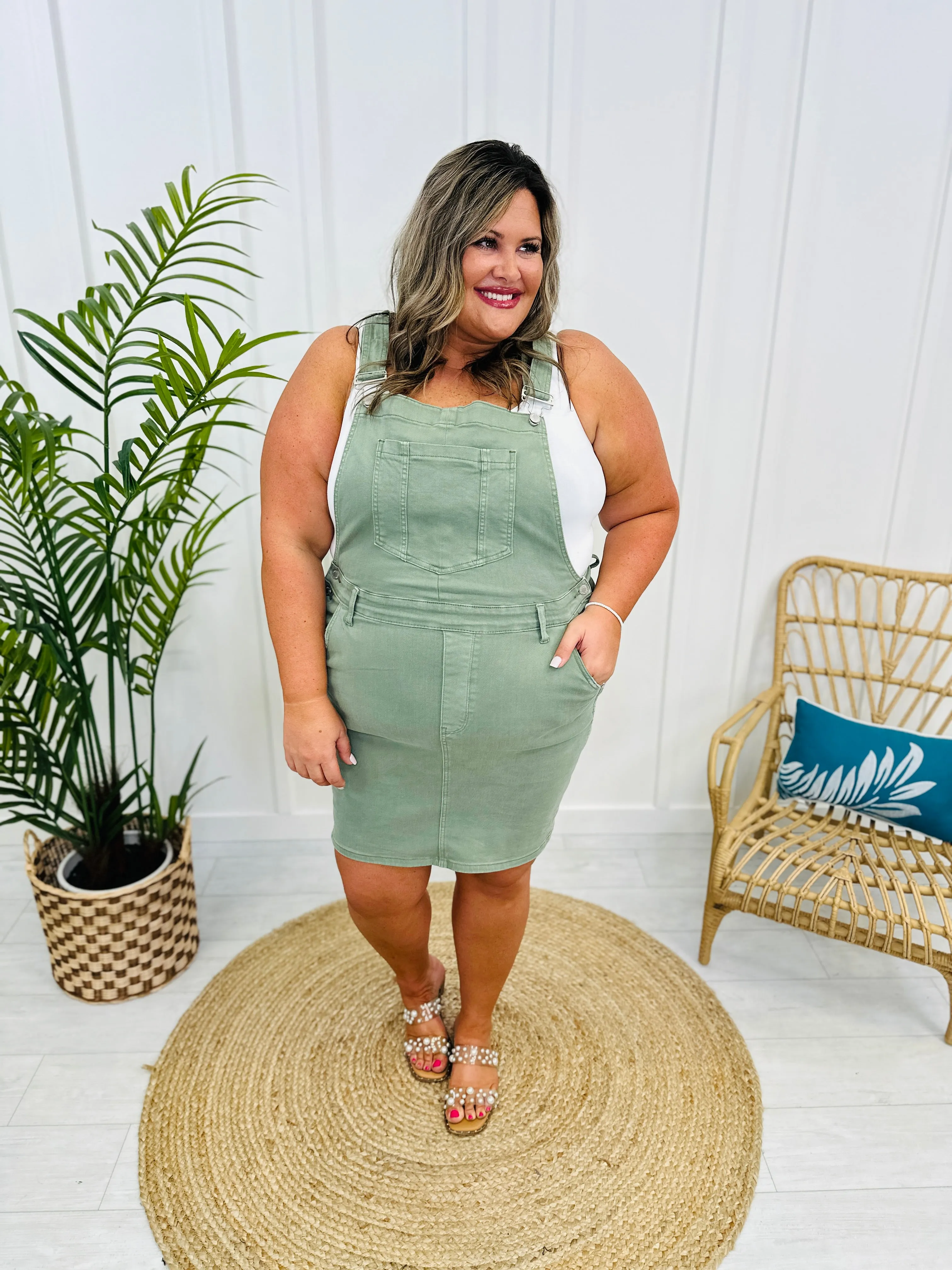 Judy Blue REG/CURVY Stylish in Sage Skirt Overall