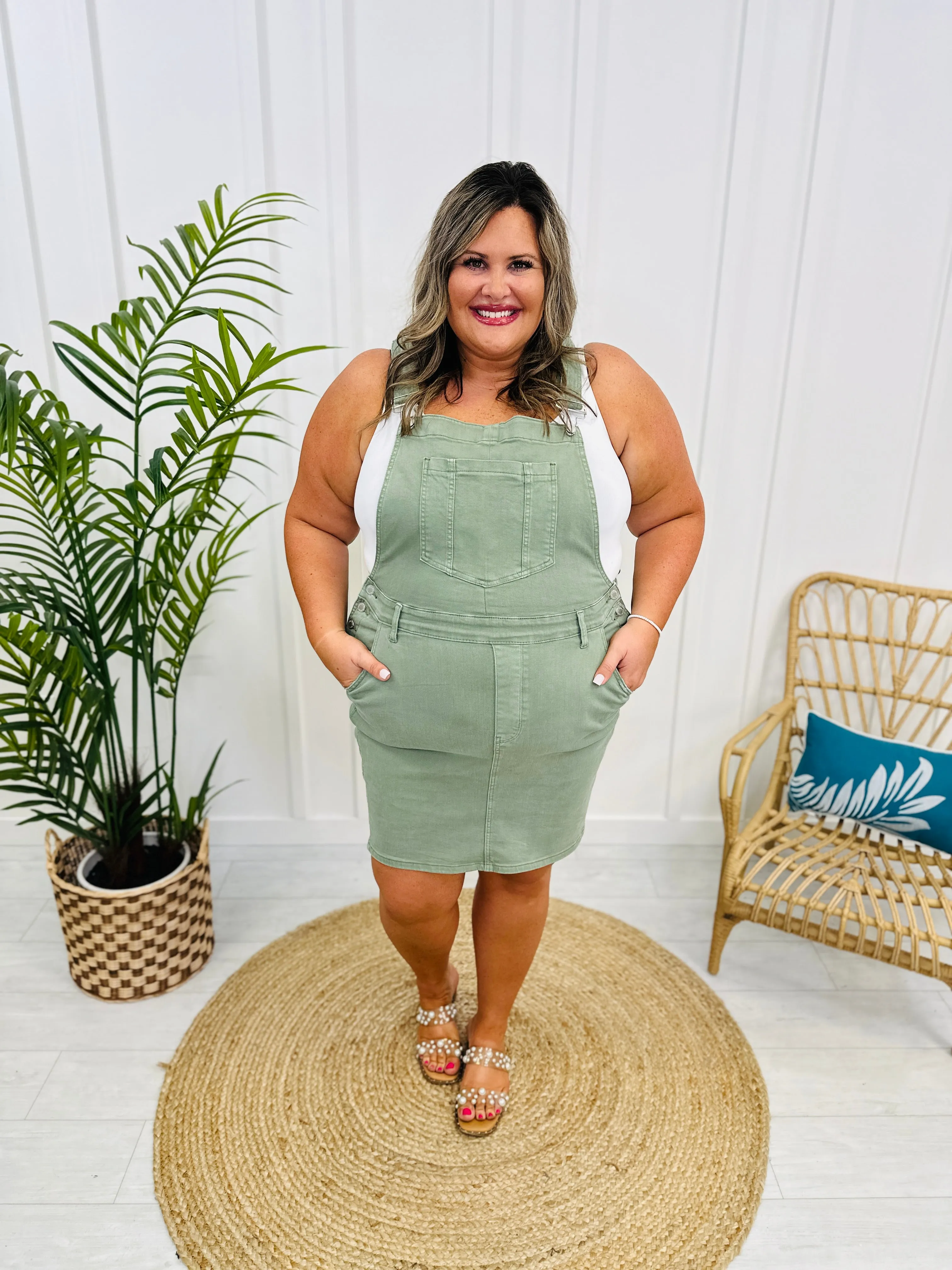 Judy Blue REG/CURVY Stylish in Sage Skirt Overall