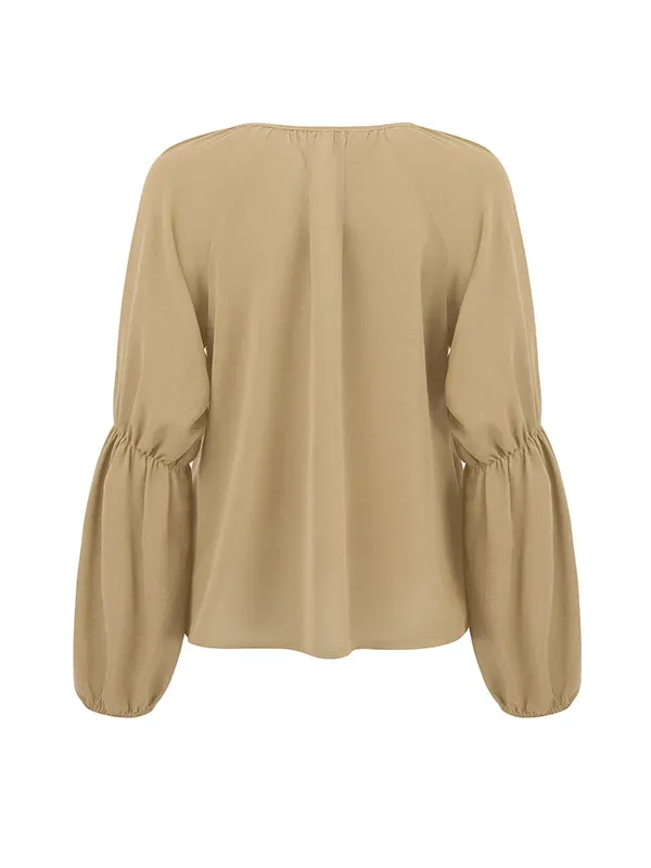 Loose Solid Color V-Neck Blouses&Shirts Tops