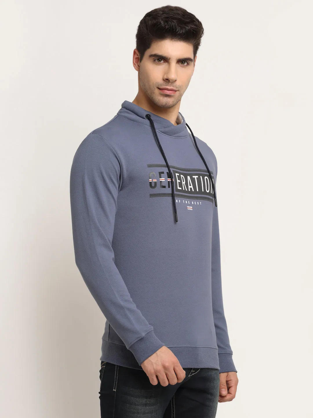 Men Round Neck Full Sleeves Grey Sweatshirt