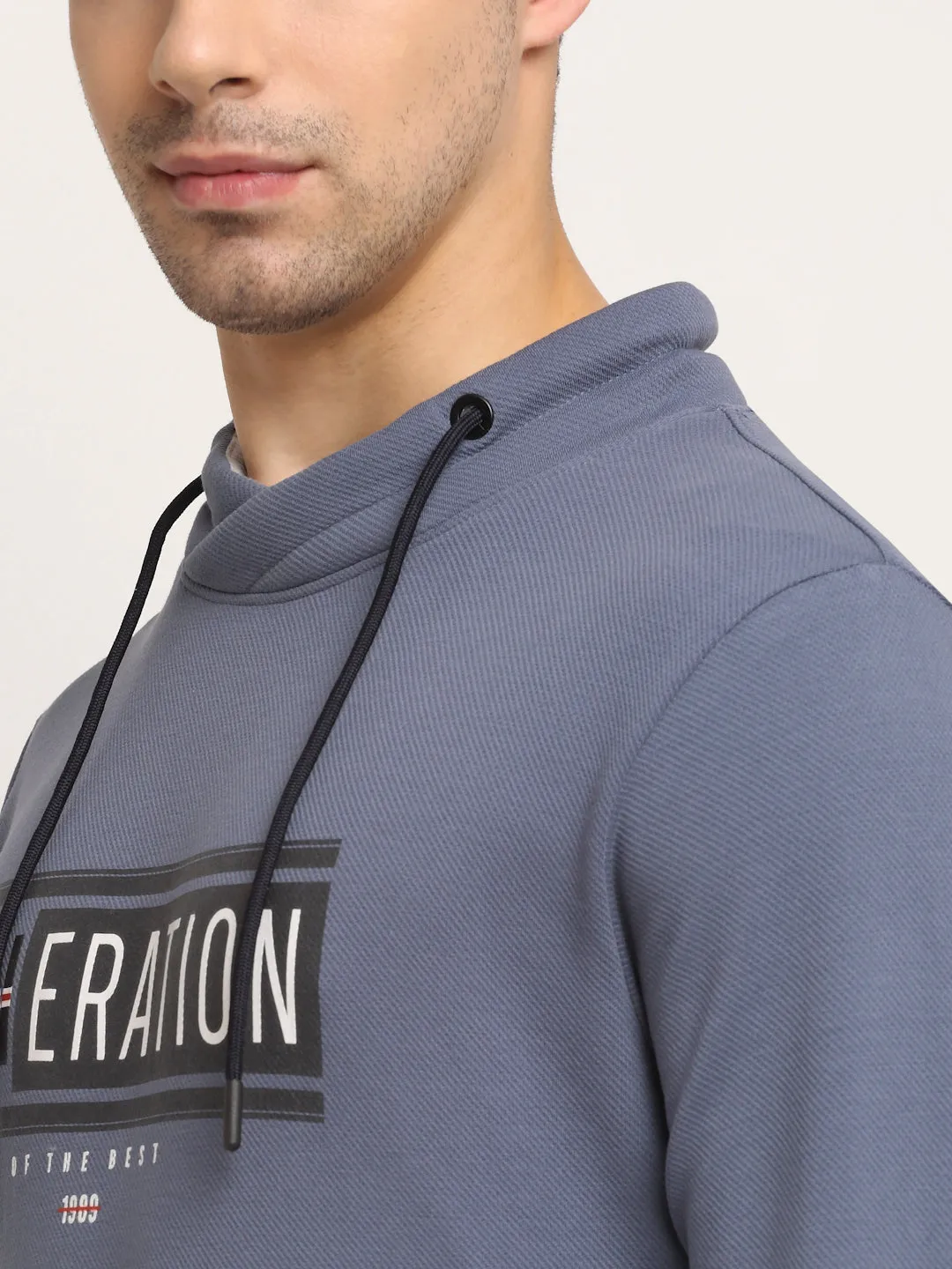 Men Round Neck Full Sleeves Grey Sweatshirt